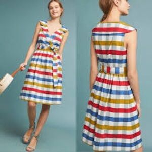 Anthropologie Cricket Club Maeve Gingham Sleeveless Dress US size 6